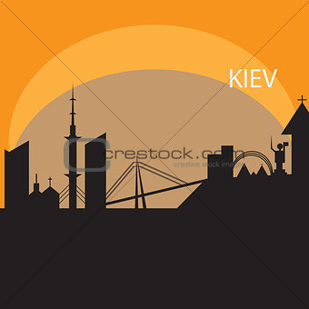 Kiev skyline in orange background
