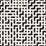 Irregular Maze Lines. Vector Seamless Black and White Pattern.