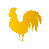 Gold Rooster Silhouette