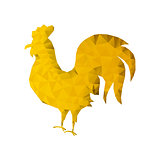 Polygonal Gold Rooster Silhouette