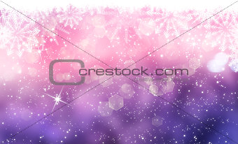 Christmas background with snowflakes and bokeh lights