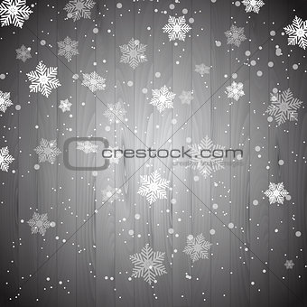 Christmas snowflakes on wood