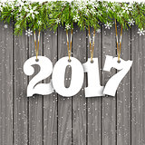 Happy New Year background on wood 