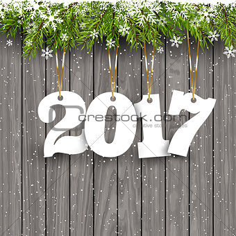 Happy New Year background on wood 