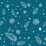 seamless doodle with snowflakes and branches