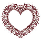 Valentine's Day grettings card with heart Mehndi, Indian henna tattoo pattern