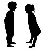 two children silhouette vector