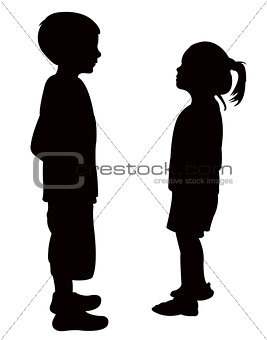 two children silhouette vector
