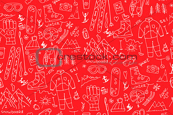 Winter sport, seamless pattern for your design