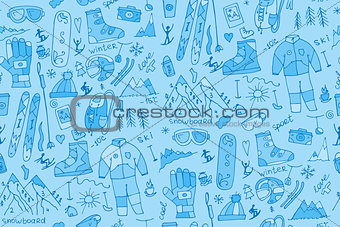 Winter sport, seamless pattern for your design