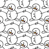 Seamless pattern with hand drawn cute snowmen