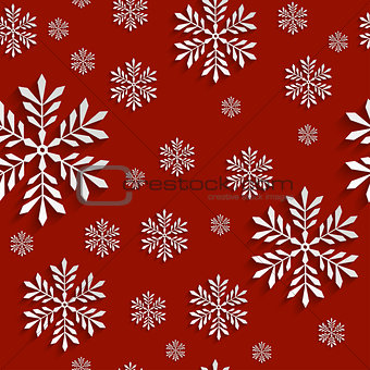 Abstract 3d Seamless Pattern with Snowflakes