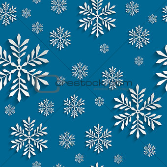 Abstract 3d Seamless Pattern with Snowflakes