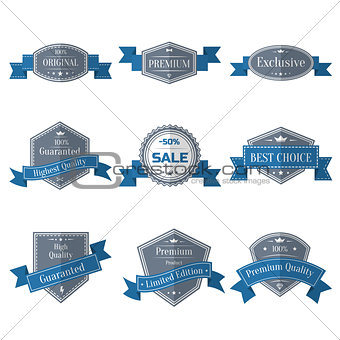 Vector vintage set of labels with ribbons