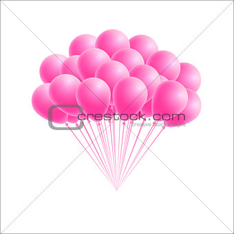 Vector bunch birthday or party pink balloons