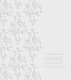 Vector 3d Vintage Invitation Card with Floral Damask Pattern