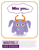 Illustration of a monster saying miss you