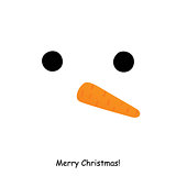 Christmas card. Snowman face Minimal Xmas abstract background.