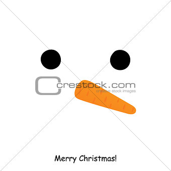 Christmas card. Snowman face Minimal Xmas abstract background.
