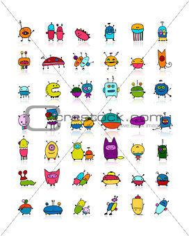 Funny aliens collection, sketch for your design