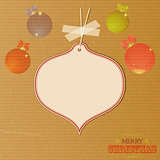 Christmas message tag over decorated brownpaper