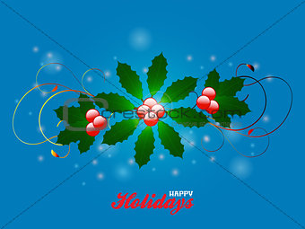 Happy holidays flourish over blue glowing background