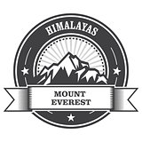 Everest - snowbound Himalayas mountain label