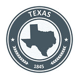 Texas stamp with state map silhouette