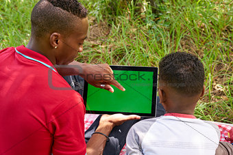 People Using Internet Email On Ipad Tablet With Green Screen