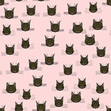 abstract vector doodle cat face seamless pattern