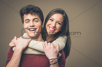 Young couple hugging