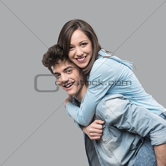 Smiling couple having fun