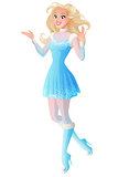 Woman in winter fairy costume presenting showing OK sign gesture