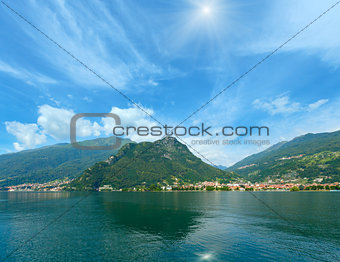 Lake Como (Italy) sunshiny view from ship