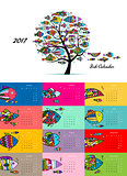 Art fish tree. Design calendar 2017