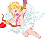 Cupid with Bow and Arrow Aiming at Someone 