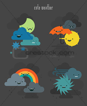 Cute weather characters collection, set 2
