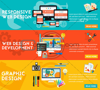 Graphic Design , Responsive Webdesign and Development Concept banners