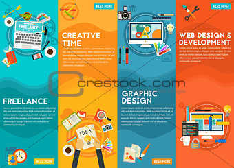 Graphic Design , Webdesign, Development, Freeance And Creative Time Concept