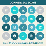 Commercial icons. Multicolored flat buttons