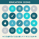 Educational icon set. Multicolored flat buttons