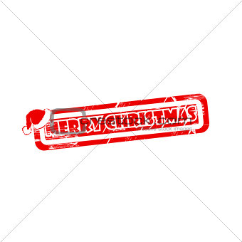 MERRY CHRISTMAS stamp sign text red.