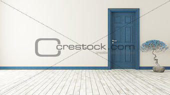 dark blue door with wall 