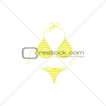 Striped bikini suit in yellow and white design