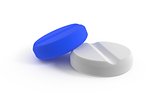 Two white and blue tablets isolated 3d illustration