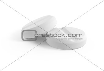 Two white tablets isolated 3d illustration