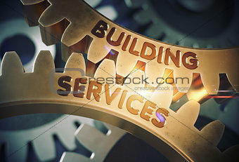 Building Services Concept. Golden Gears. 3D Illustration.