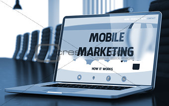 Landing Page of Laptop with Mobile Marketing Concept. 3D.
