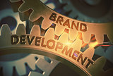 Brand Development Concept. Golden Gears. 3D Illustration.