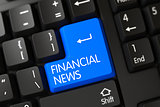 Financial News CloseUp of Blue Keyboard Key. 3D.